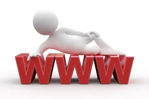 Man lying on world wide web Stock Illustration