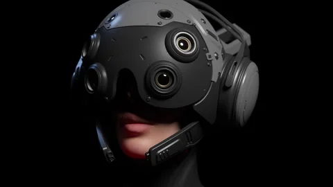 Man machine close-up look around Stock Footage 291921815