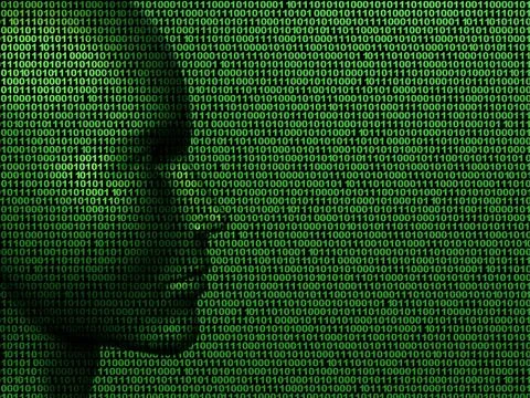 Man machine code Illustration of a face made up of binary computer code Co... 写真素材