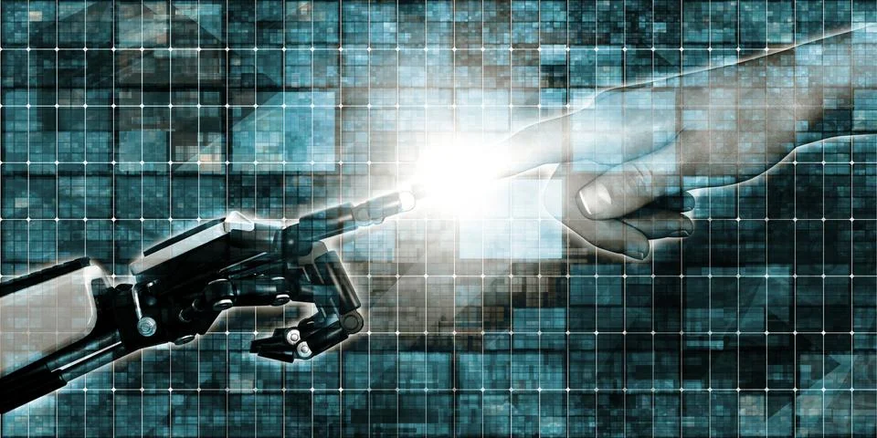 Man Machine Collaboration Stock Illustration