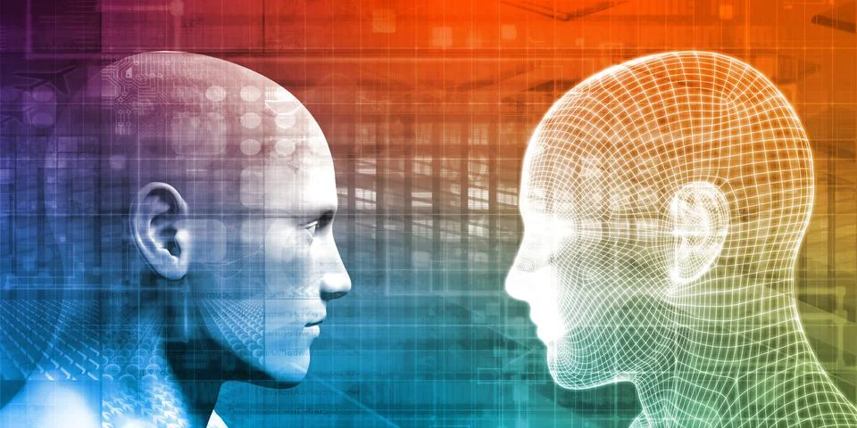 Man Machine Integration Stock Illustration