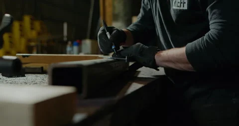 Man in Machine Shop Measuring - Clip 002 Stock Footage 163944168