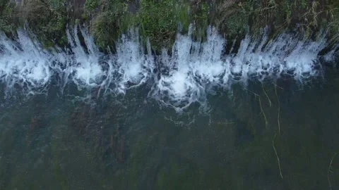 Man made beautiful large waterfall with many stairs. Stock Footage 232414472