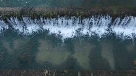 Man made beautiful large waterfall with many stairs. Stock Footage 234979782