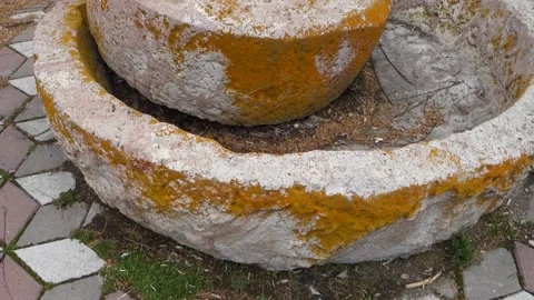 Man-made classical millstone,old seten and millstone,seten-millstone exhibite 動画素材 187101749