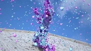 Man Made Of Colorful Animated Spheres Under Other Spheres Falling From The Sky. Stock Footage