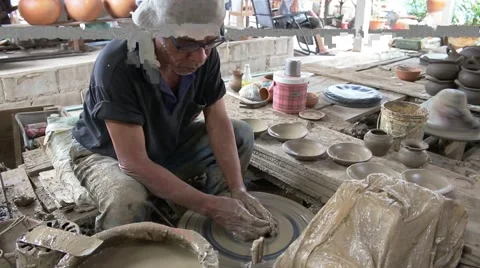 A man made the earthenware Stock Footage 49675315