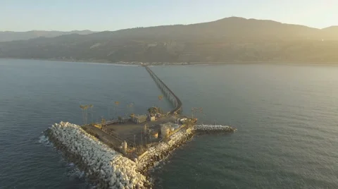 Man made island located off Rincon Beach in Ventura County, Stock Footage 68778130