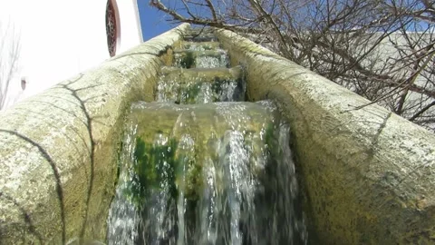 Man made multi-level garden waterfall Stock Footage 139360956