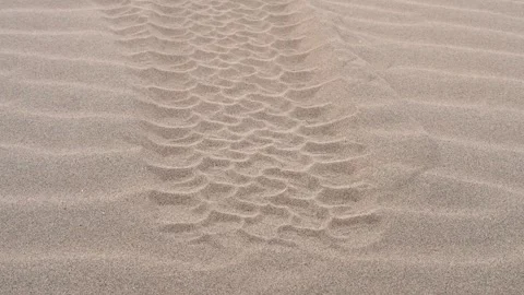Man-Made Pattern vs. Natural Texture: A Tire Track on a Wind-Rippled Mongolian Stock Footage 318278917
