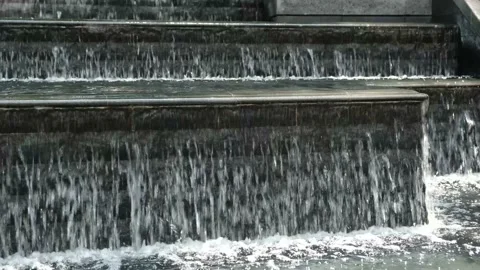 Man Made Stone Tiered Waterfall Stock Footage 144647522