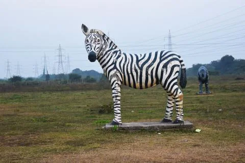 Man made structure of a zebra in a park Stock Photos