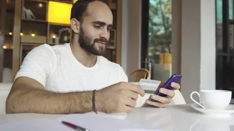 Man made successful payment Stock Footage 83765779