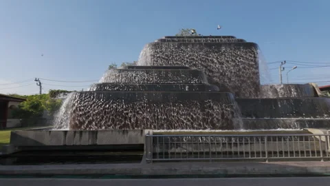 Man-Made Tiered Waterfall Structure Within Dragon Descendants Museum In Suphan Stock Footage 316285875