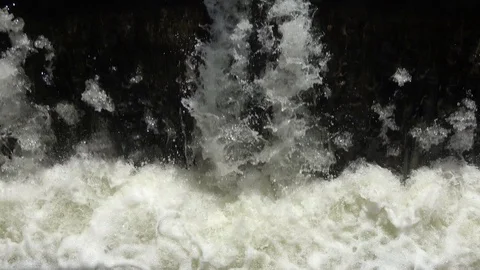 Man made waterfall . Close up. Video stock 85764032