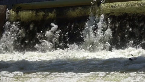 Man made waterfall . Medium view Video stock 85764070