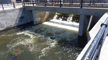 Man made waterfall. Wide view Stock Footage 85764015