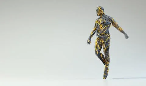 Man made of wire over clean background. Illustrazione stock