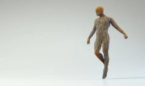 Man made of wire over clean background. Stock Illustration