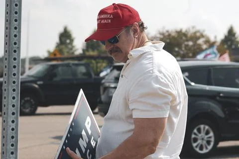 Man in MAGA hat Stock Photos