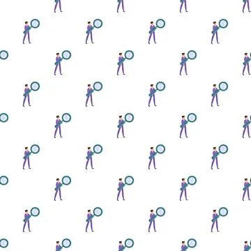 Man with magnifying glass pattern symbolizing search and analysis Illustrazione stock