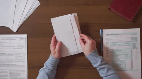 Man mailing tax return. Sending business letter Stock Footage 152766682