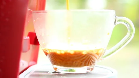 Man make coffee by coffee machine at home  Chiangmai Thailand. Stock Footage 161619950