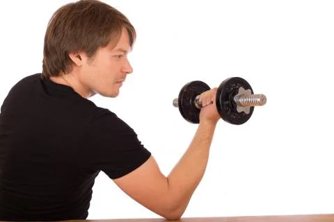 Man make exercise with dumbbell Stock Photos