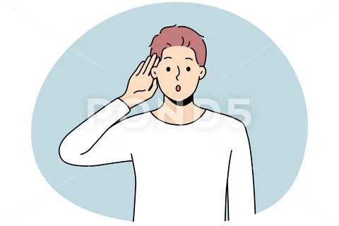 Man make hand gesture listen to information Illustration #250084744