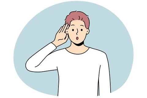 Man make hand gesture listen to information Illustrazione stock