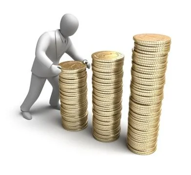 Man make money graph. 3D man concept Illustrazione stock