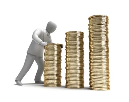 Man make money graph. 3D man concept Stock Illustration