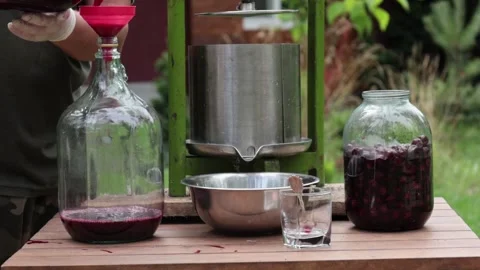 A man makes cherry juice Stock Footage 326901851