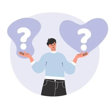 A man makes choice or decision. Question mark signs Stock Illustration