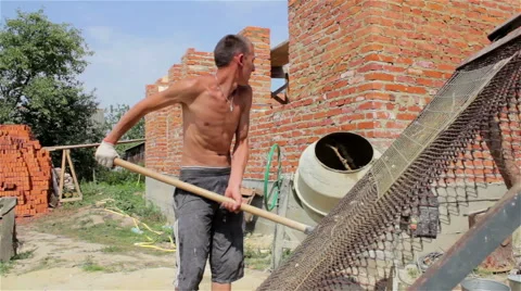 Man makes concrete Video stock 56085896