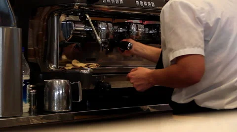 Man makes espresso Stock Footage 49103200