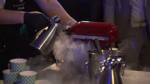 The man makes ice cream Stock-Footage 128658347