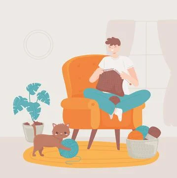 Man makes knitwork Stock Illustration