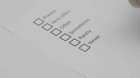 Man makes mark Rarely in questionnaire form Stock Footage 308732460