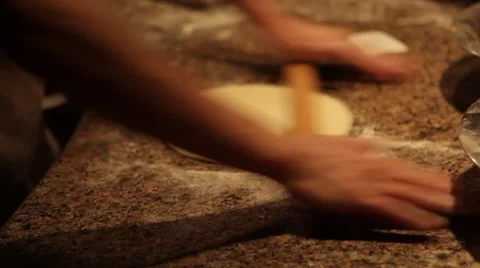 Man Makes Pizza Dough Rolls Stock Footage 61393767