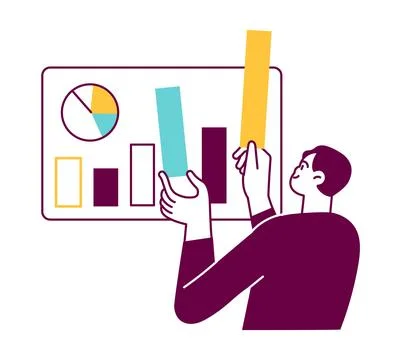 Man makes plans, forms the columns of a table Illustrazione stock