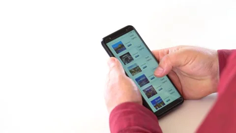 A Man makes a reservation while surfing the internet. Marseilla City Stock Footage 145716798