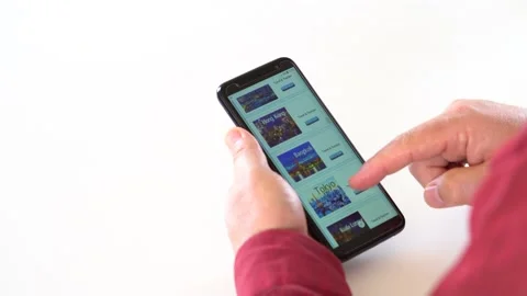 A Man makes a reservation while surfing the internet. Venice  City Stock Footage 145717163