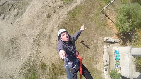 Man makes self, jumping backwards Stock Footage 59601296