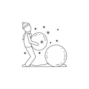 Man makes a snowman icon. Element of winter elements illustration. Thin line 스톡 일러스트