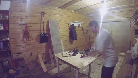 Man makes a table. Timelapse Full HD Video Stock Footage 69862569