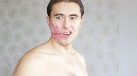 Man with makeup for Helloween Stock-Footage 68626780