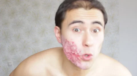 Man with makeup for Helloween Stock Footage 68657342