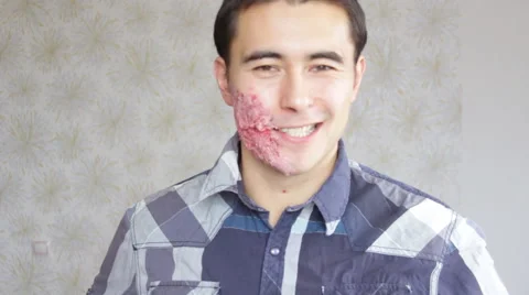 Man with makeup for Helloween Stock-Footage 68657409