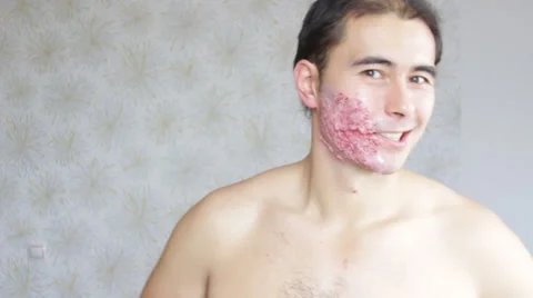 Man with makeup for Helloween Stock-Footage 68657869